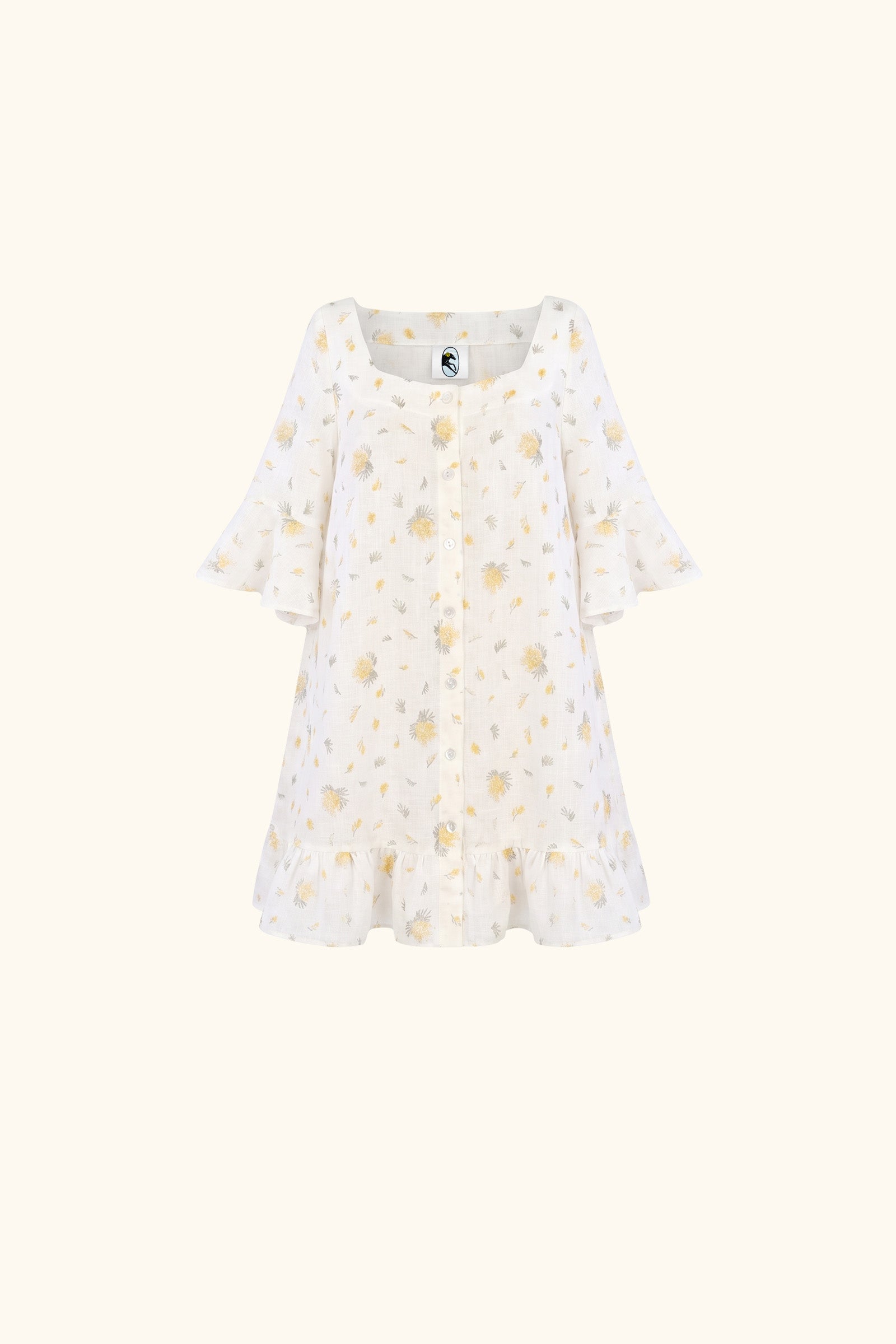 Marseille Linen Mini Dress with headscarf in Mimosa