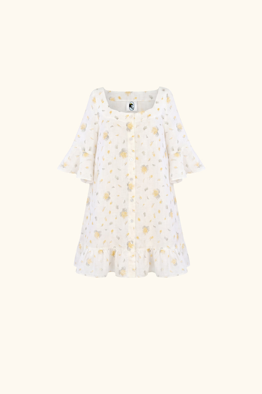 Marseille Linen Mini Dress with headscarf in Mimosa