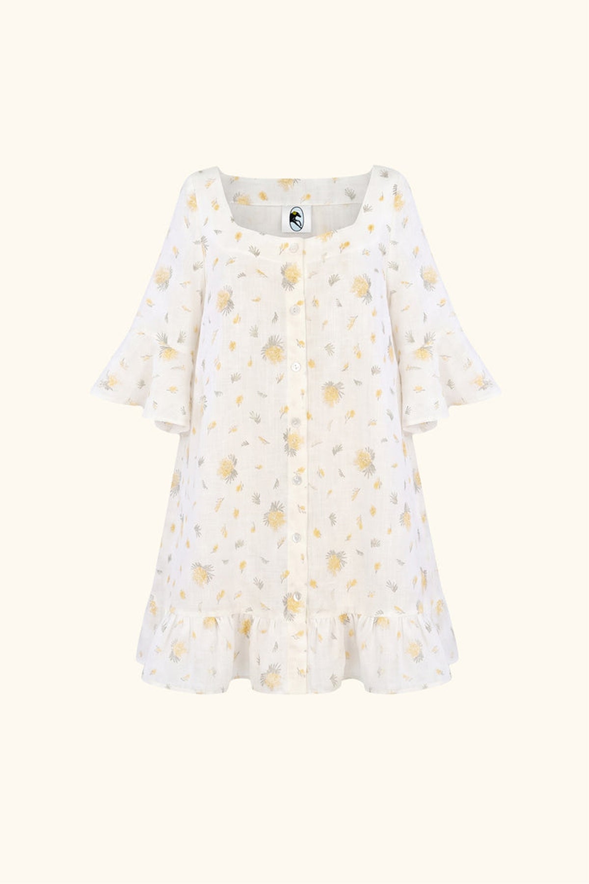 Marseille Linen Mini Dress with headscarf in Mimosa