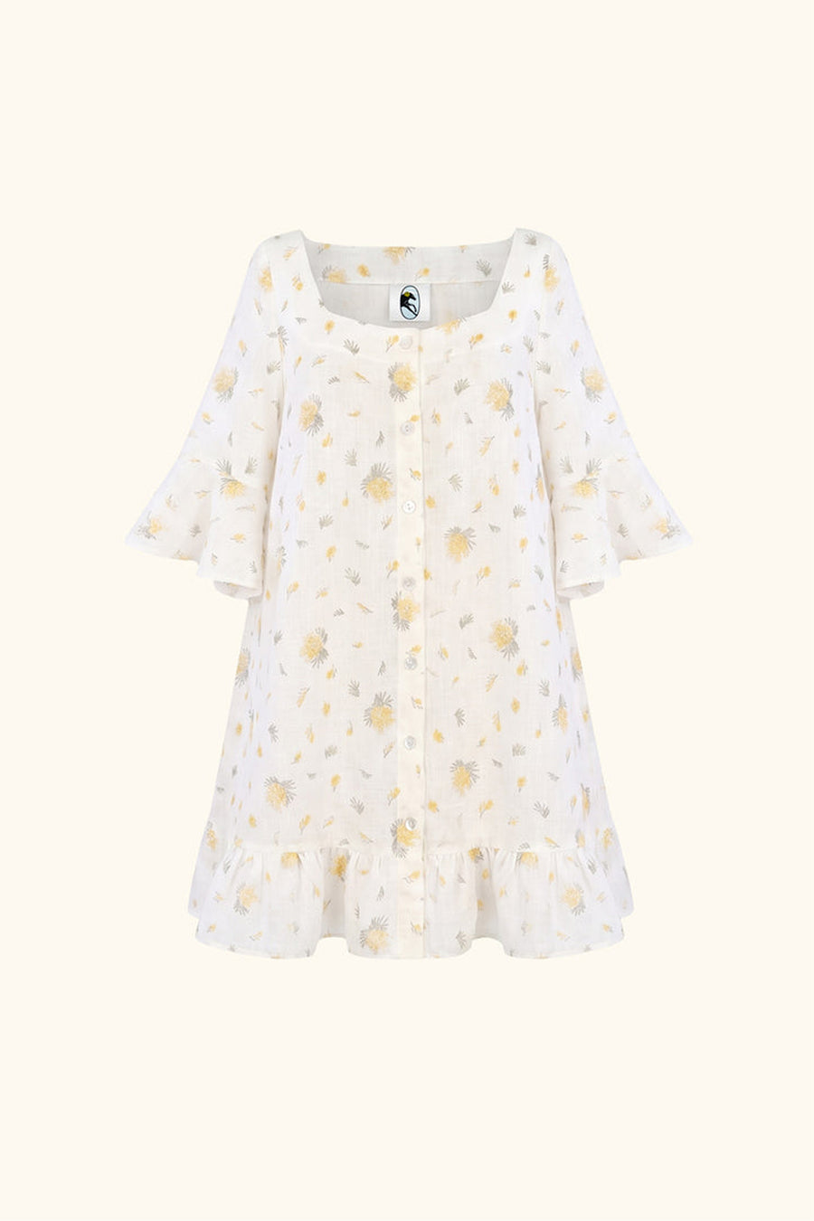 Marseille Linen Mini Dress with headscarf in Mimosa
