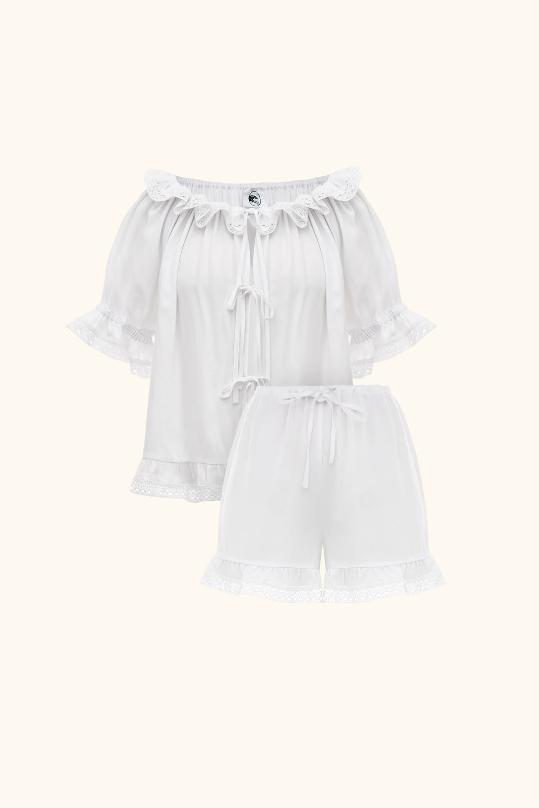 Romantica Lounge Set with Shorts in White