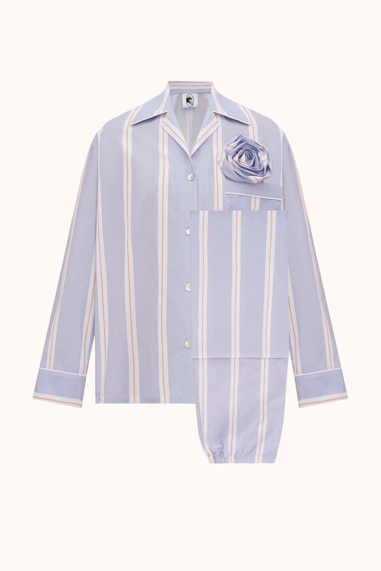 The Rose Cotton Pajama Set in Blue Stripes