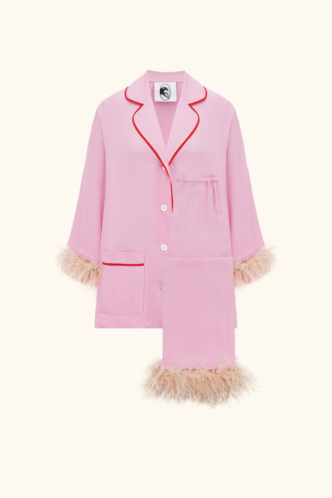 Party Pajamas Set with Detachable Feathers in Pink