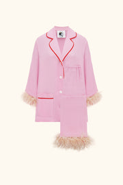 Party Pajamas Set with Detachable Feathers in Pink