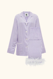 Party Pajamas Set with Detachable Feathers in Lavender Vichy