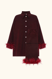 Cosmos Oversized Lurex Pajama Set in Burgundy
