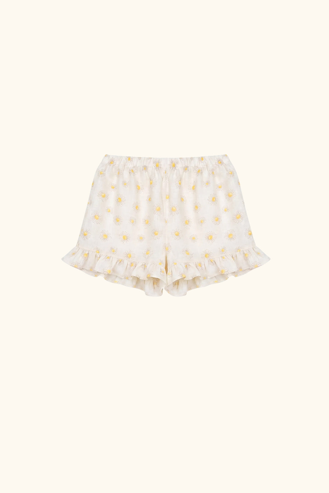 Puff Linen Lounge Shorts with Headscarf in Daisies