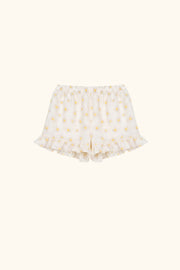 Puff Linen Lounge Shorts with Headscarf in Daisies