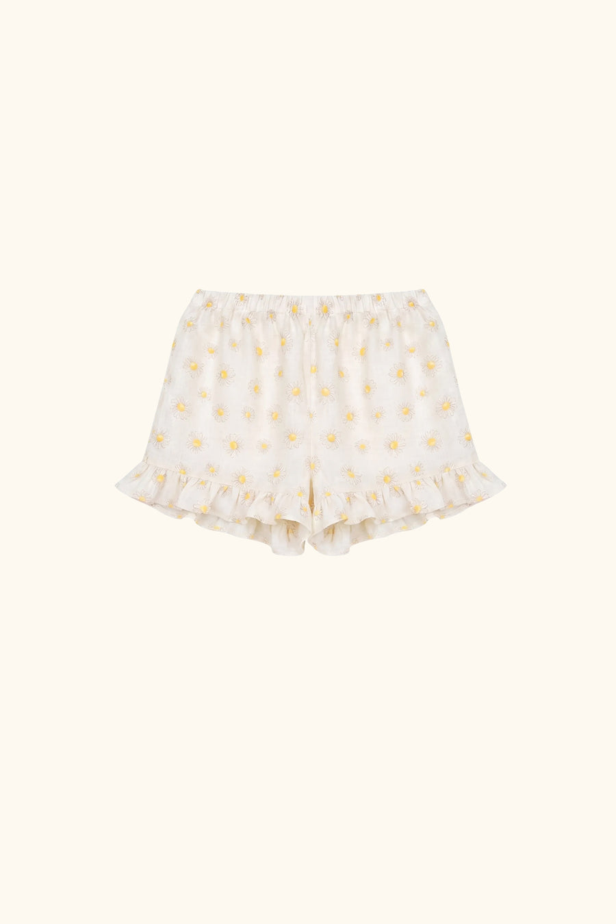 Puff Linen Lounge Shorts with Headscarf in Daisies