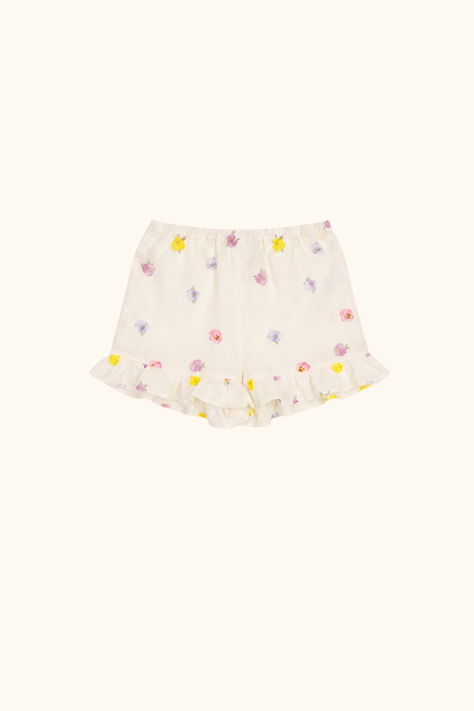 Puff Linen Lounge Shorts with Headscarf in Pancies