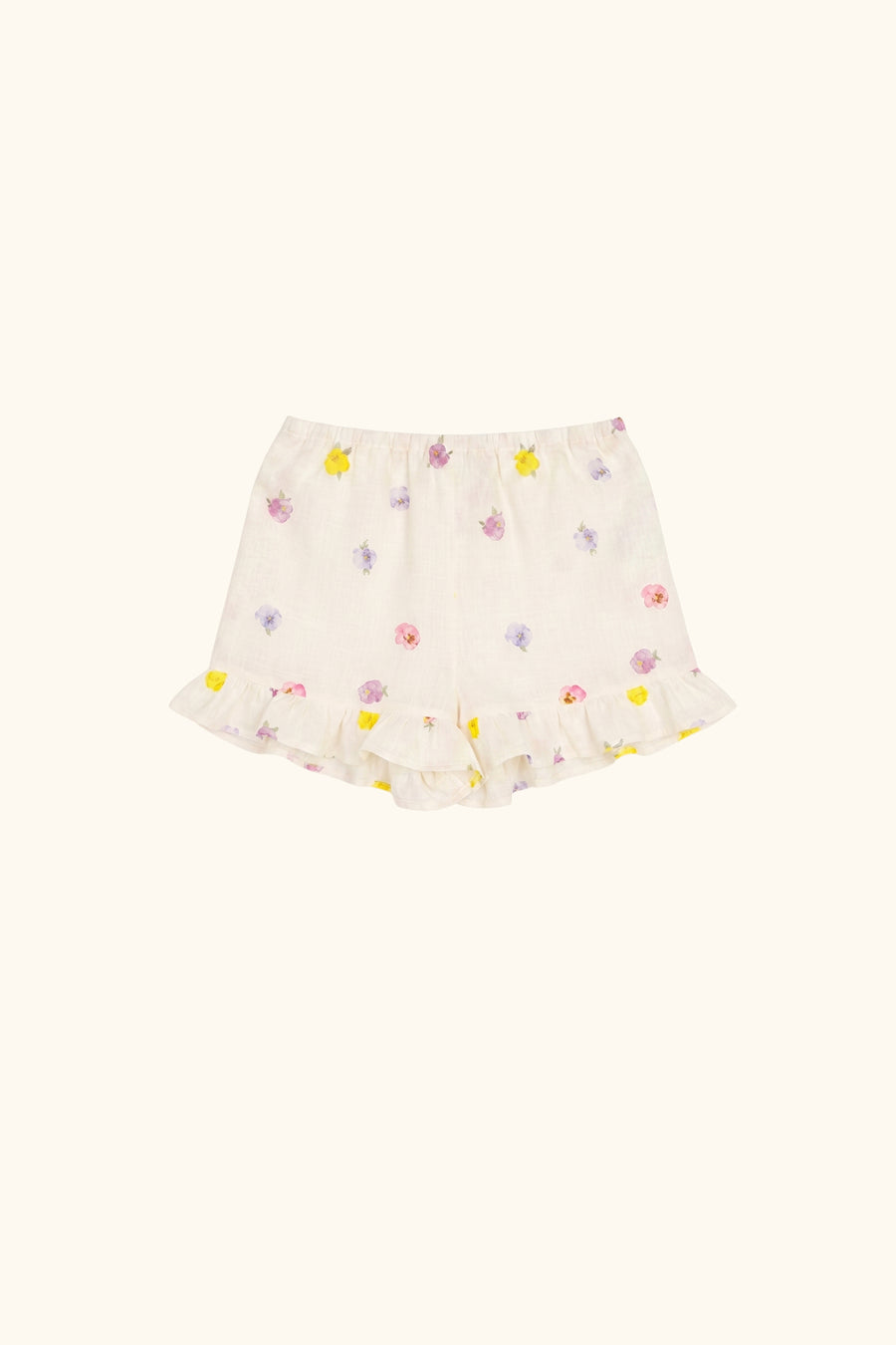 Puff Linen Lounge Shorts with Headscarf in Pancies