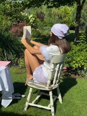 Puff Linen Lounge Shorts with Headscarf in Lavender