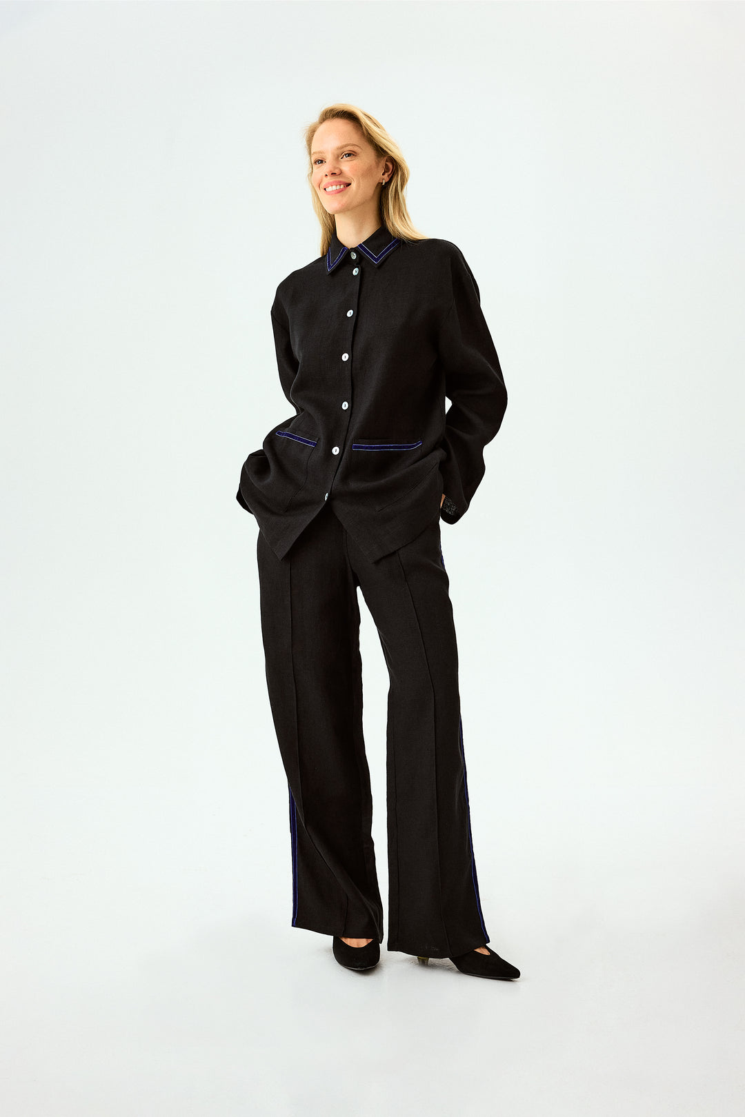 Paros Linen Unisex Pajama Pants in Black
