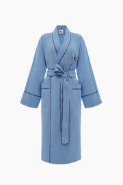 Paros Linen Unisex Robe in Blue