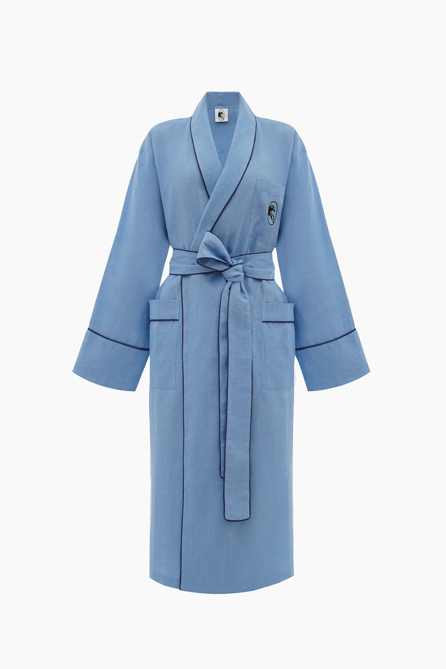 Paros Linen Unisex Robe in Blue