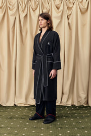 Paros Linen Unisex Robe in Black