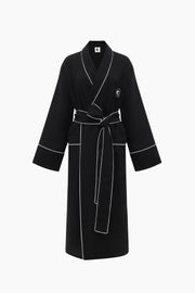 Paros Linen Unisex Robe in Black
