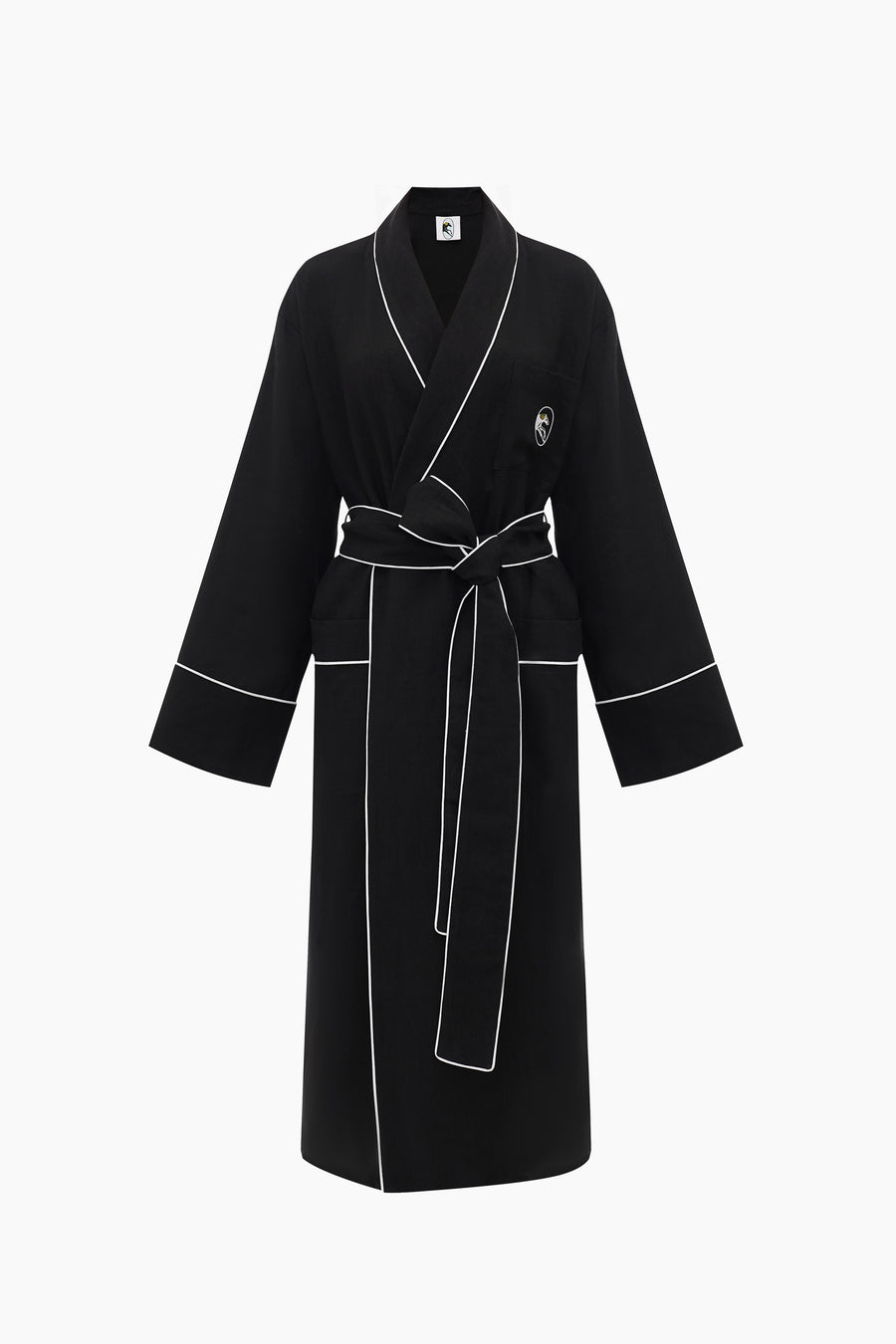 Paros Linen Unisex Robe in Black