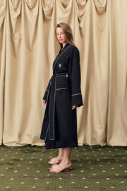 Paros Linen Unisex Robe in Black