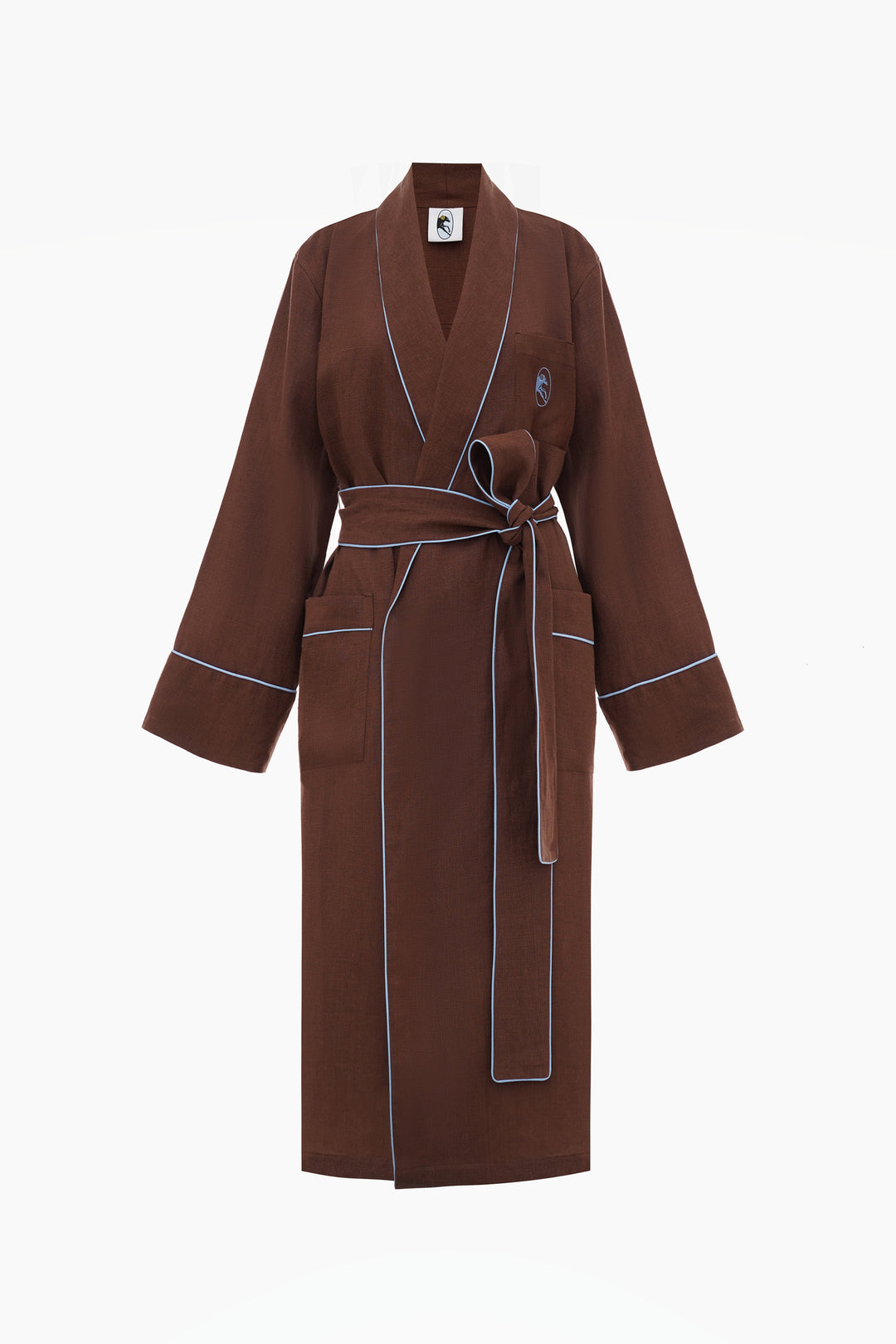 Paros Linen Unisex Robe in Brown