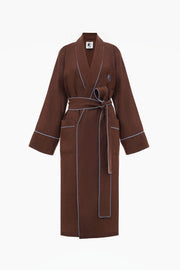 Paros Linen Unisex Robe in Brown