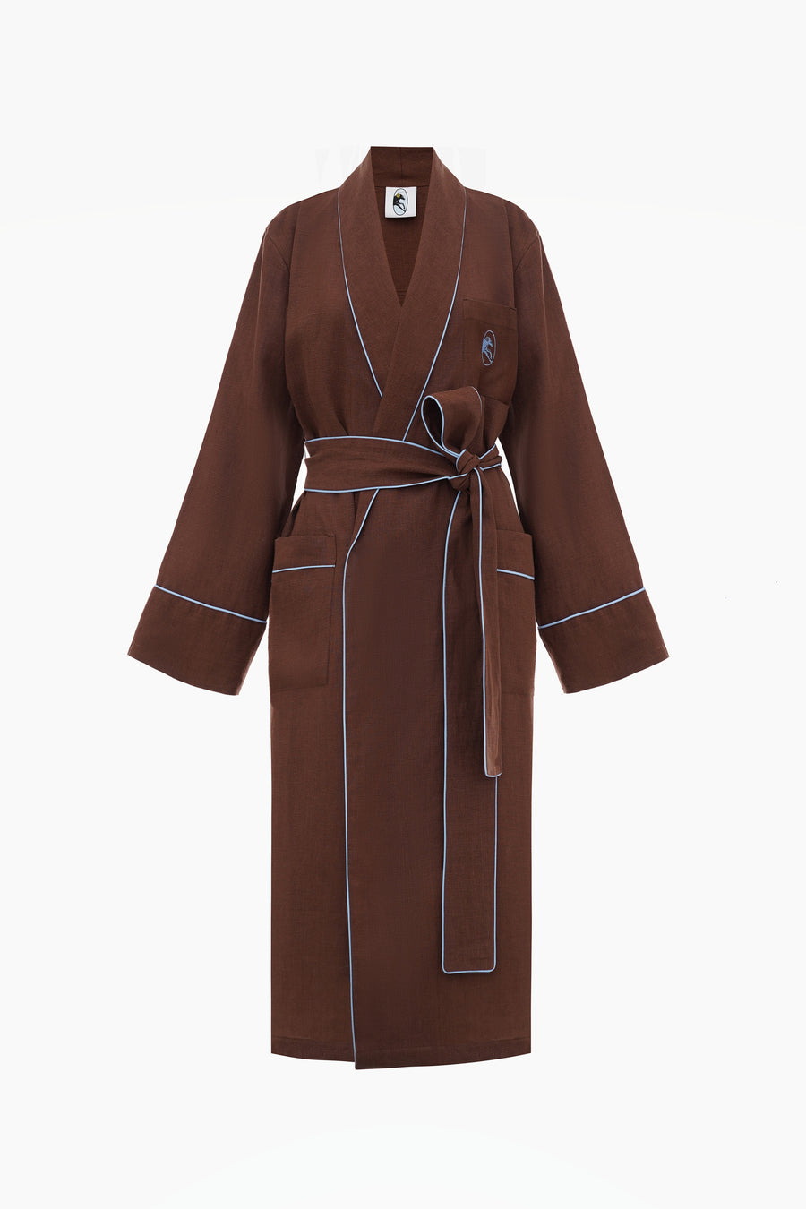 Paros Linen Unisex Robe in Brown