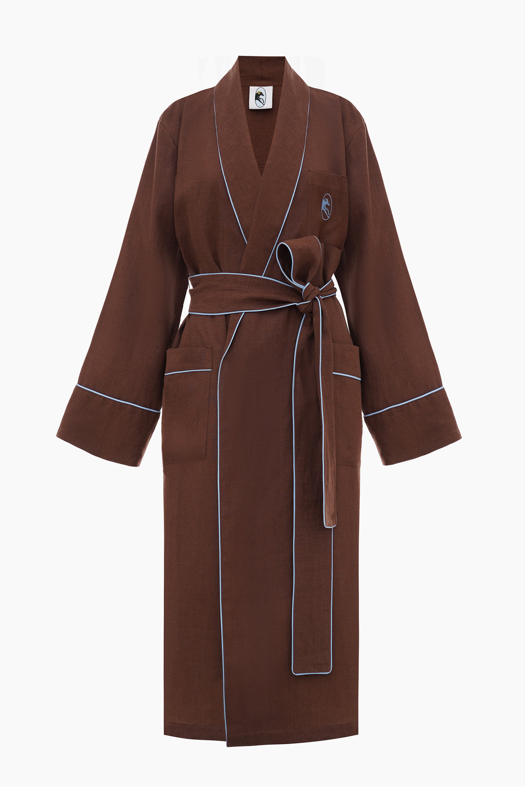 Paros Linen Unisex Robe in Brown