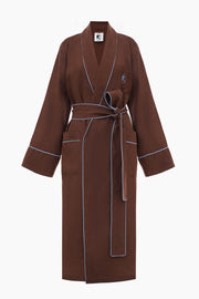 Paros Linen Unisex Robe in Brown