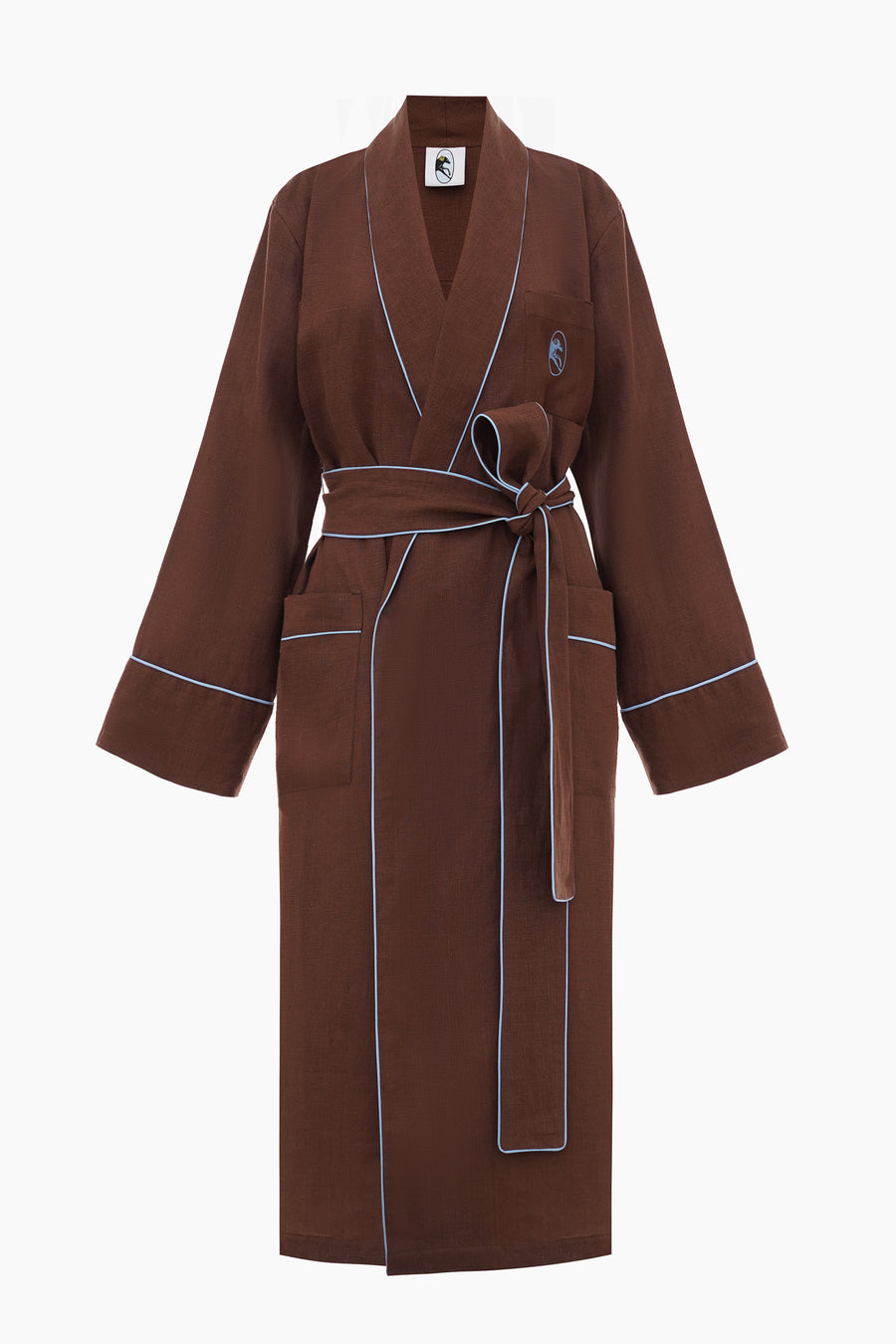 Paros Linen Unisex Robe in Brown