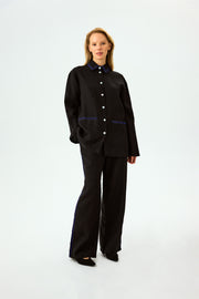 Paros Linen Unisex Pajama Shirt in Black