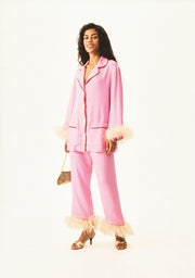 Party Pajamas Set with Detachable Feathers in Pink