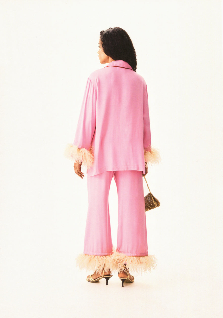 Party Pajamas Set with Detachable Feathers in Pink