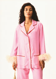 Party Pajamas Set with Detachable Feathers in Pink