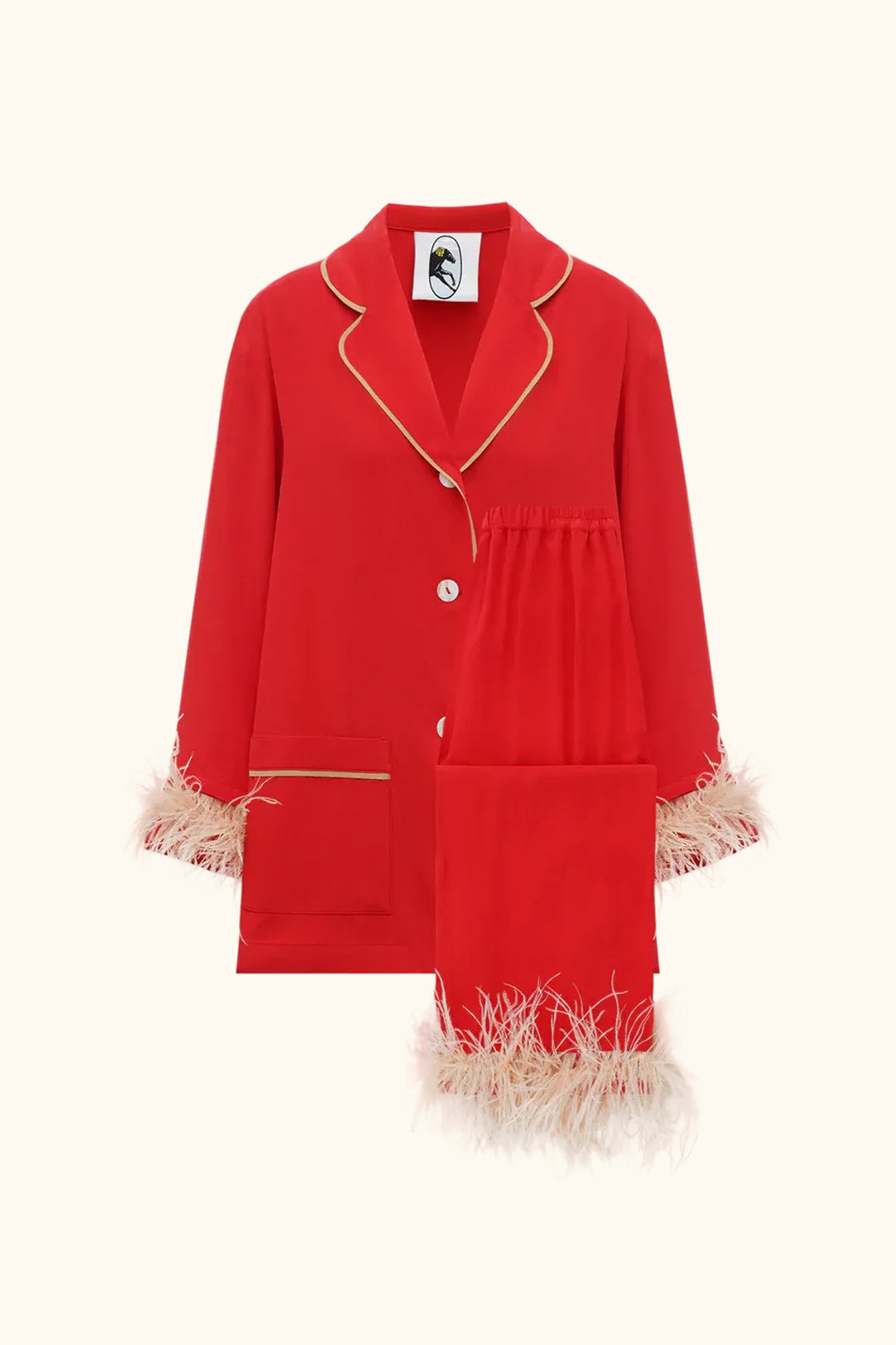 Party Pajamas Set with Detachable Feathers in Red