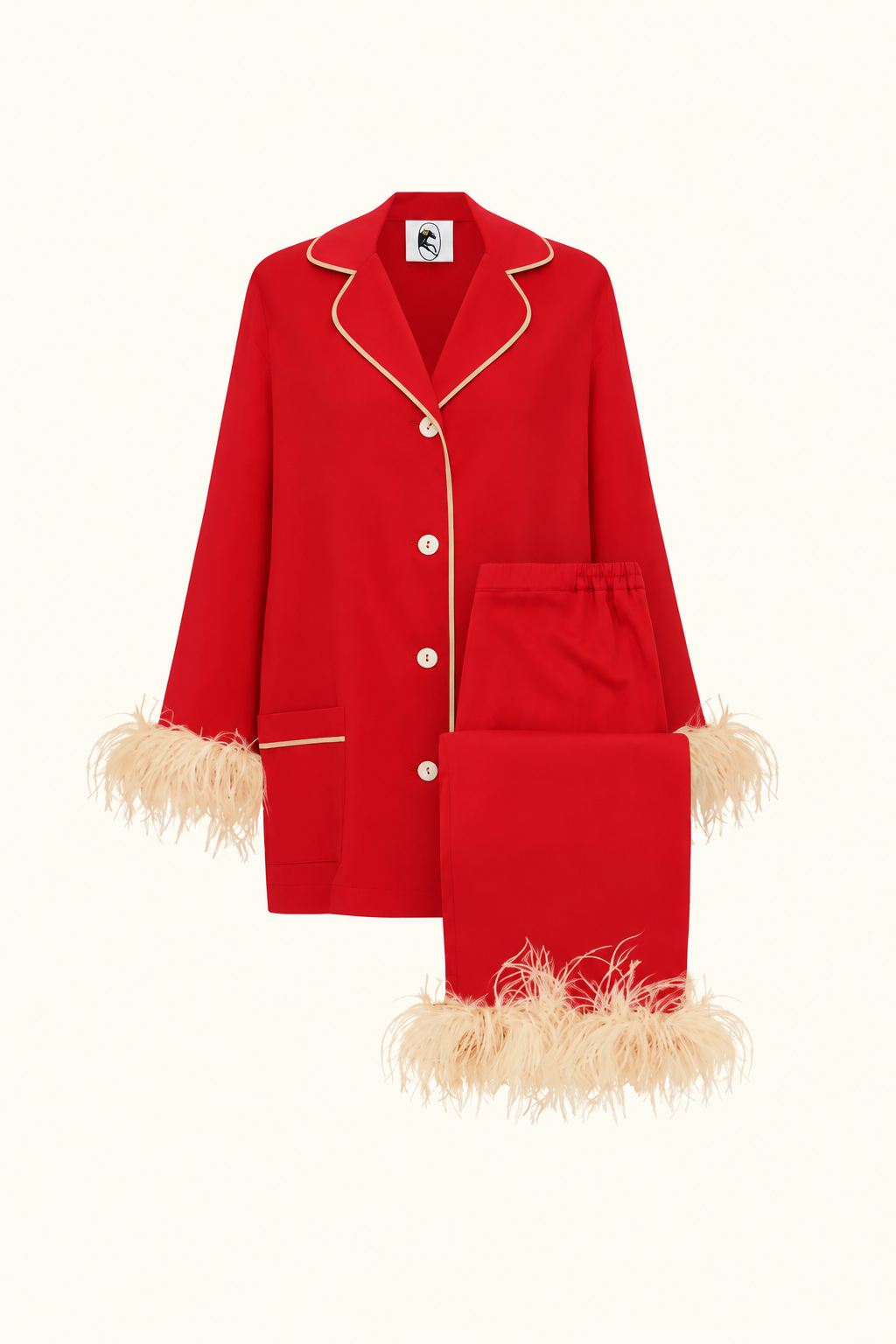Party Pajamas Set with Detachable Feathers in Red