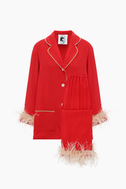 Party Pajamas Set with Detachable Feathers in Red