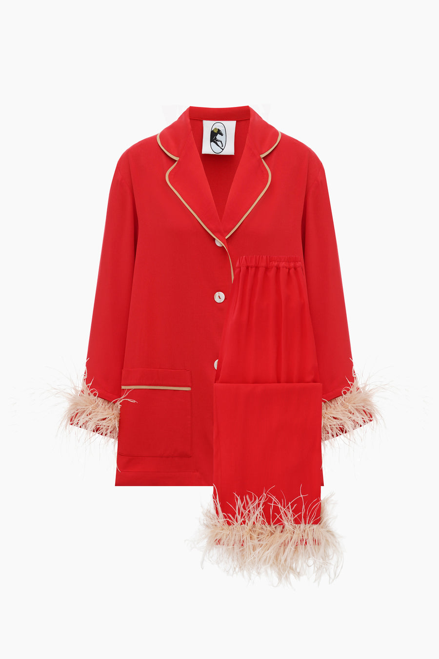Party Pajamas Set with Detachable Feathers in Red