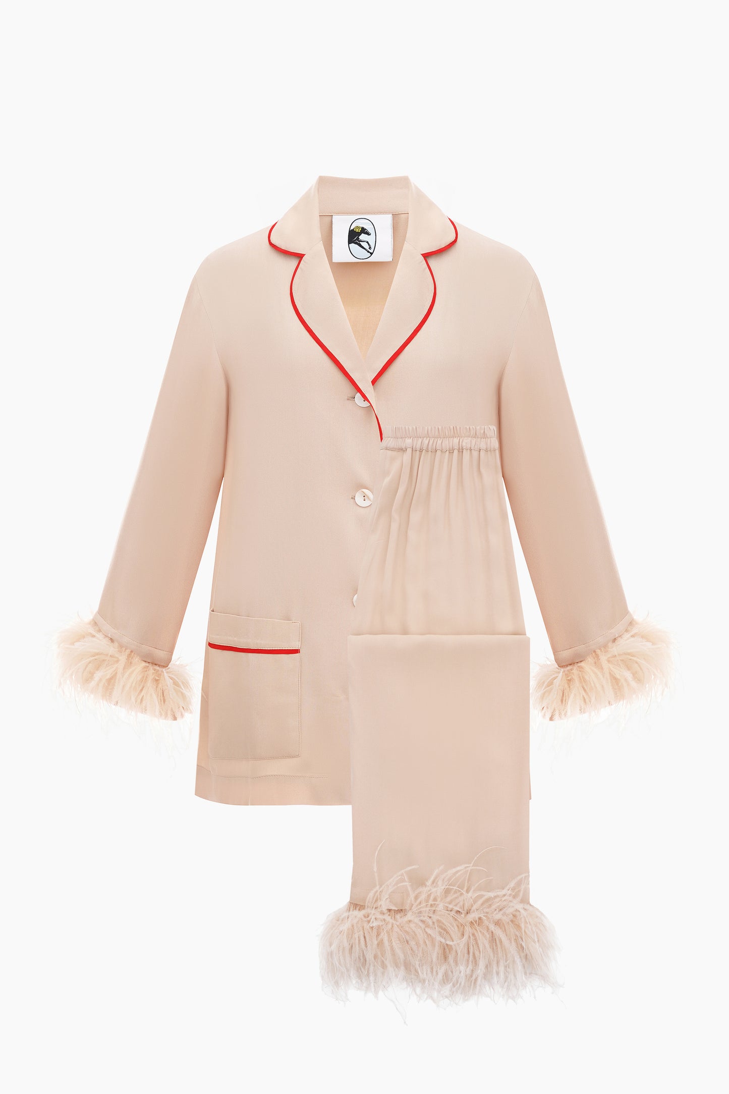 Party Pajamas Set with Detachable Feathers in Beige