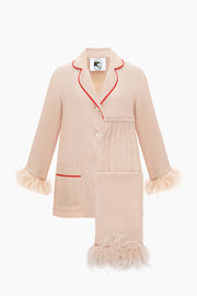 Party Pajamas Set with Detachable Feathers in Beige