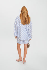 Pastelle Oversized Set with Shorts in Blue Polka Dot