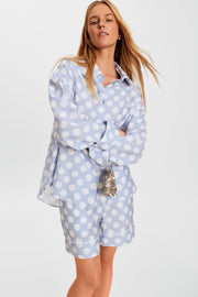 Pastelle Oversized Set with Shorts in Blue Polka Dot