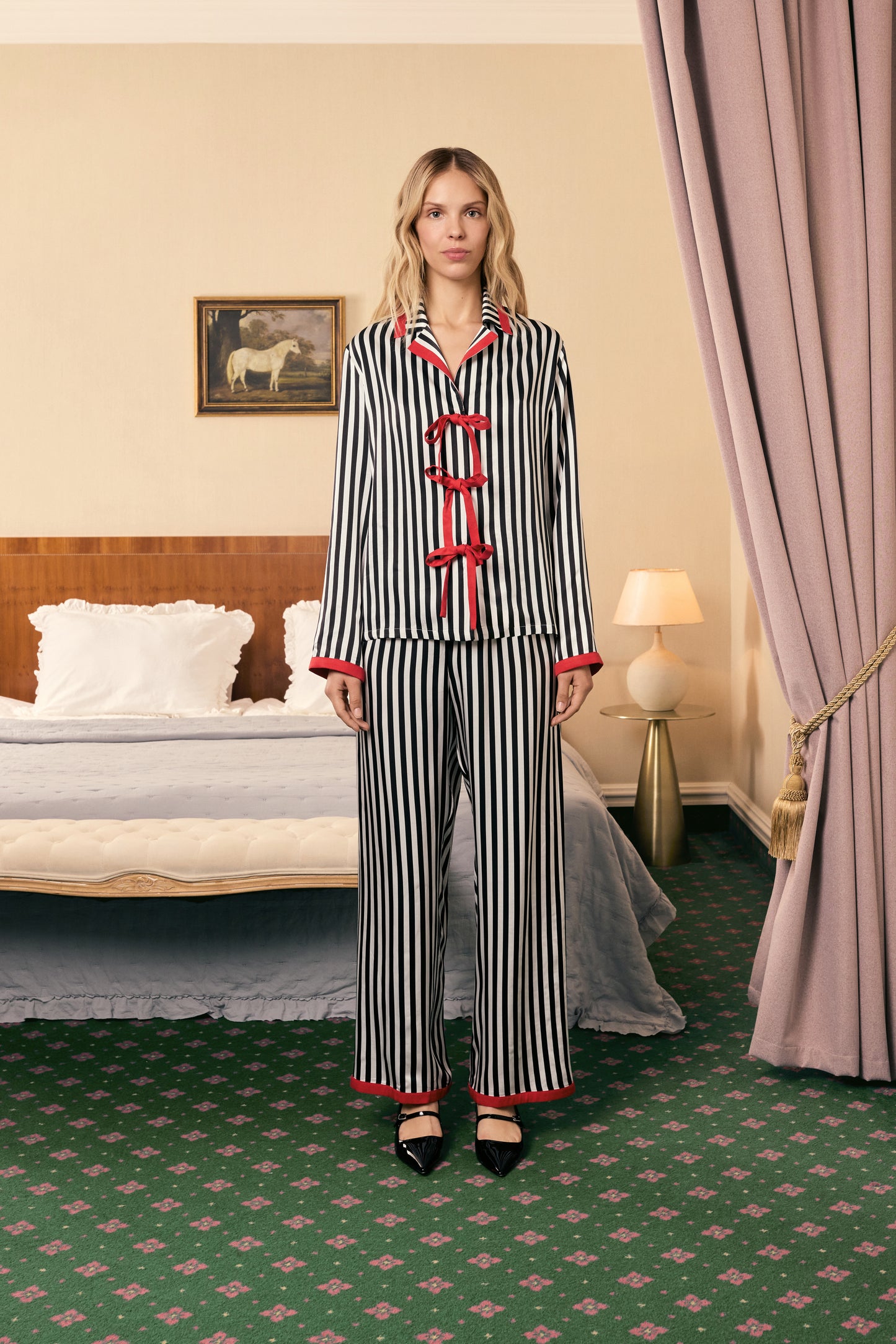The Bow Pajama Set with Red Details