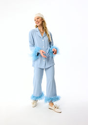Party Pajamas Set with Detachable Feathers in Dust Blue