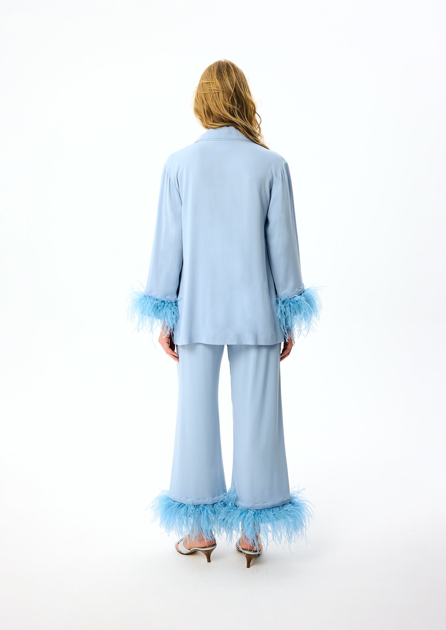 Party Pajamas Set with Detachable Feathers in Dust Blue