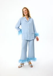 Party Pajamas Set with Detachable Feathers in Dust Blue