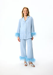 Party Pajamas Set with Detachable Feathers in Dust Blue