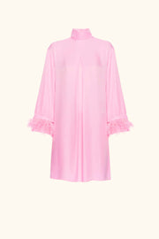Party Shirt Dress with Detachable Feathers in Pink