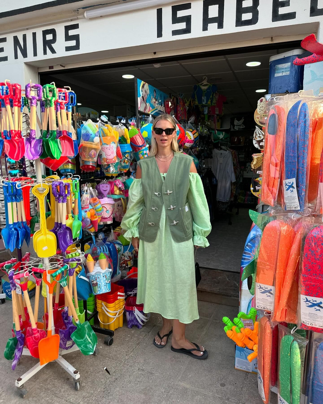 Cancan Linen Maxi Dress in Green