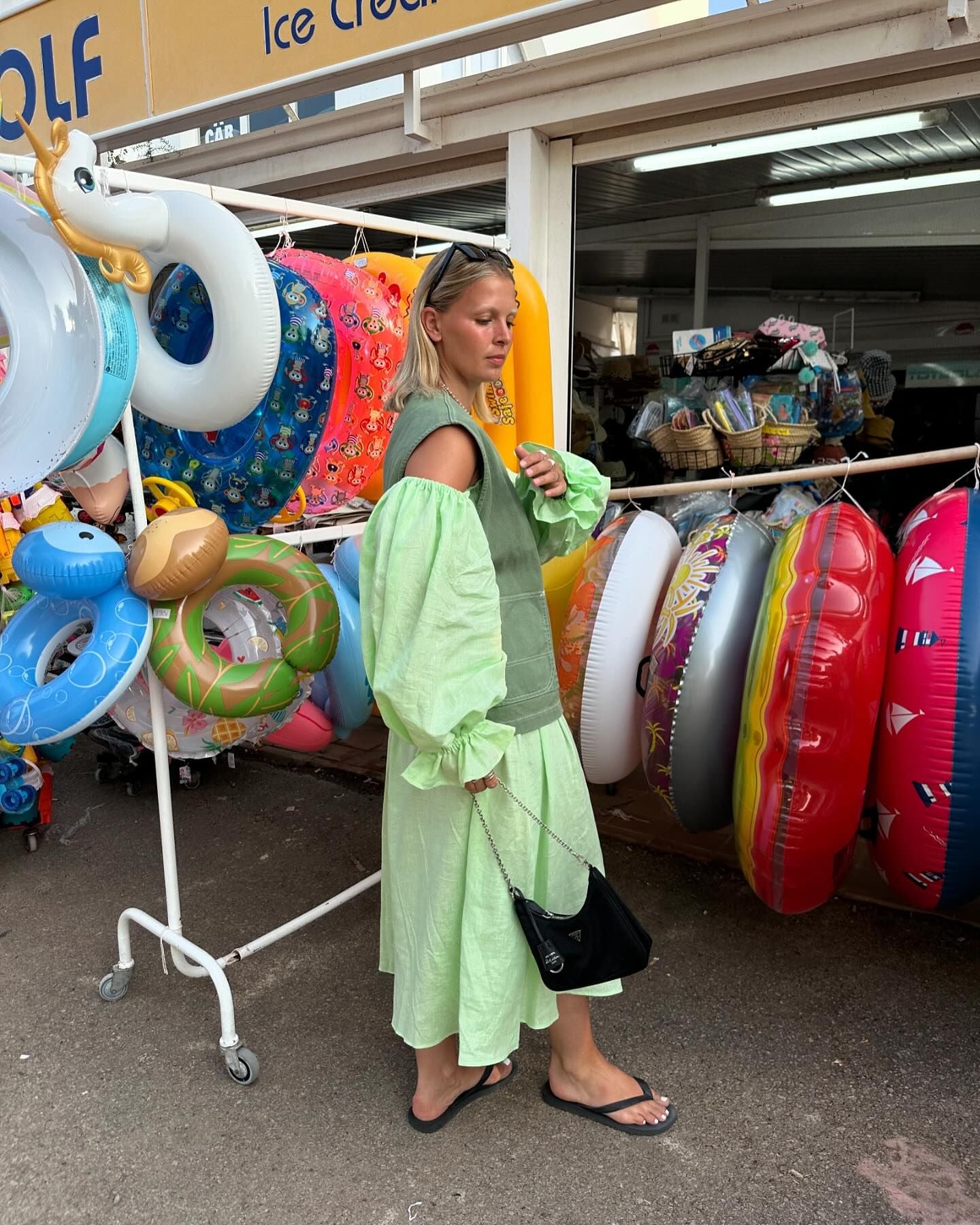 Cancan Linen Maxi Dress in Green