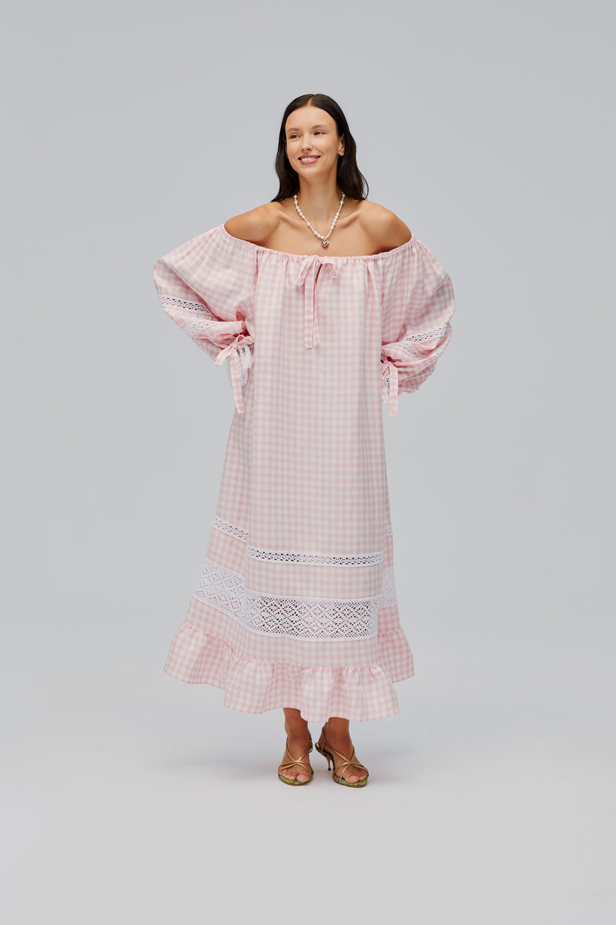sleeper linen lounge dress Romantica Lounge Dress in White